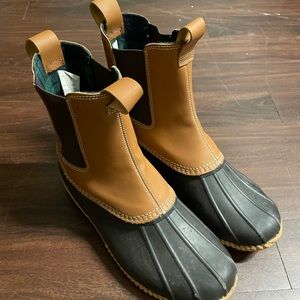 Land’s End Chelsea duck boots leather flannel size 13